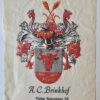 [Printed coat of arms Brinkhof] Wapen van A.C. Brinkhof, Amsterdam, ca 1950, kleurendruk.