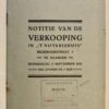 [Veilingboekje betreffende onroerend goed Haarlem, Noord-Holland] Notitie van de verkooping in 't notarishuis, Bilderdijkstraat 1 te Haarlem, onder meer van het gebouw "Bloemhof", Notaris W. H. van Arkel, te Heemstede, Met & Meylink, te Haarlem 1936, 11 pp.