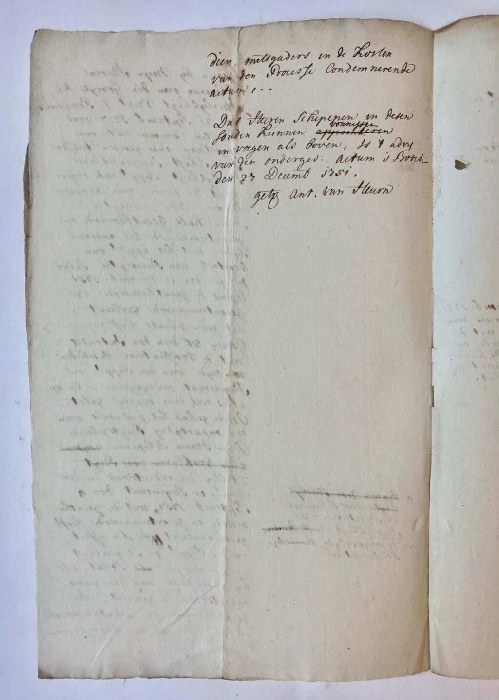 [Manuscript, legal document 1751] Stuk in een zaak voor gerecht te Vught tussen Jan Schaft, inwoner van Vught en Adriana Maria Clerx te Herenthals, 1751. Manuscript, folio, 3 p.