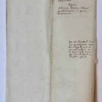 [Manuscript, legal document 1751] Stuk in een zaak voor gerecht te Vught tussen Jan Schaft, inwoner van Vught en Adriana Maria Clerx te Herenthals, 1751. Manuscript, folio, 3 p.