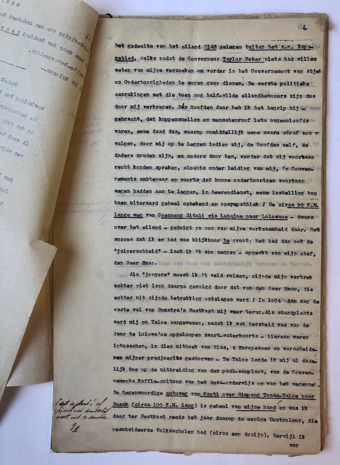 [Printed publication Indonesia 1923] Rapport aan de G.G. van Ned. Indië, van A.M. Hens, resident van Palembang, dd. Koetaradja 12-9-1923 betr. de verdediging van de assistent resident L.F.W. Reijckers n.a.v. zijn conduite beoordeling over 1922 door Hens.