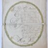 [Calligraphy 1752] Gekalligrafeerd blad “Ten raadsel” door Heertje Volder, dd. 14-2-1752, manuscript, plano, 1 p.