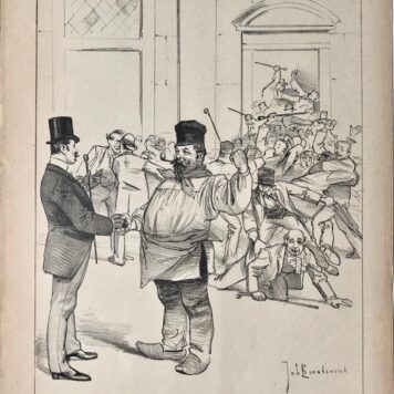 [Original lithograph/lithografie by Johan Braakensiek] "De Kiezingen" te Brussel, 19 Juni 1892, 1 pp.