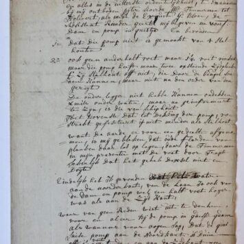 [Manuscript, legal document, 1757] Verbaal door S. van Kleffens betr. de waterlossing bij de Roode Schuur, 21-11-1757, manuscript, folio, 2 p. (beschadigd met verlies van een aantal woorden).