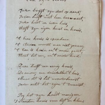 [Manuscripts, poetry] Enkele verzen van Frederike Bremer. Manuscript, 16 p.