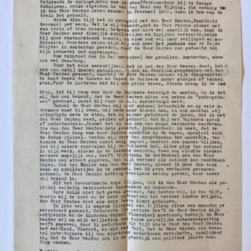 Typed document] Verklaring van Maarten van Wijk, chauffeur bij Garage Schulpweg wonende Sperwerstraat 30 te Haarlem, d.d. maart 1946, betr. Pieter Nicolaas Menten (1899-1987), typoscript, folio, 1 p.