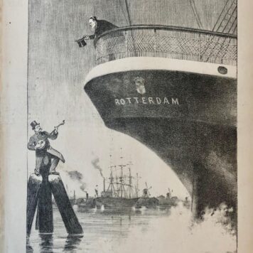 [Original lithograph/lithografie by Johan Braakensiek] Serenade gezongen door Mr. N. A. Calisch bij het vertrek van Mr. S. van Houten, 8 Augustus 1897, 1 pp.