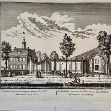 Original etching/Antique print/originele ets: Overmeer maison de campagne apartent. a Mr. Arnoldus Wittebol/De Hofstede Overmeer, toe behoorende den Heer Arnoldus Wittebol.