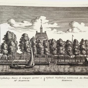 Original etching/Antique print/originele ets: Hoofdenburg, Maison de Campagne apartent a Mr. Hartwyk/Hofsteede Hoofdenburg, toebehoorende den heer Hartwyk.