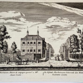 Original etching/Antique print/originele ets: Meerhuis, Maison de campagne apartent a Mr. Jean Coops/De Hofstede Meerhuizen, toe behoorende den Heer Ioannes Coops.
