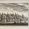 Original etching/Antique print/originele ets: Vue des Jardins le long du petit Sentier des Chapeliers/Gezigt van de Tuinen langs het Hoedemakers pad.