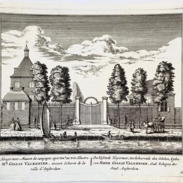 Original etching/Antique print/originele ets: Hoogermeer, Maison de Campagne apartent au tres illustre Mr. Gillis Valkenier, ancien Echerin de la ville d' Amsterdam/De Hofstede Hogermeer, toebehoorende den Edelen Agtbaren Heer Gillis Valkenier, oud Schepen der Stad Amsterdam.