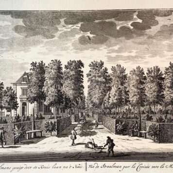 Original etching and engraving/Antique print/originele ets en gravure/prent: Straalmans gezigt door de Kruis laan na 't Huis/Vue de Straalman par la Croizee vers la Maison. ravure/prent: De lustplaets vande Mr. Jan Straalman gelegen aan de Ringdijk bij 't Regthuis/Maison de Plaisance de Monsr. Jean Straalman situee a la Ring dique pres la maison de Justice. (kopie)