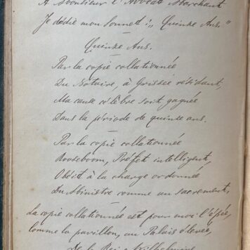 Memorandum V (1876-1908), VI (1876-1908), VII (1907-1910); Ambtelyk testament (1863-1903). 4 banden in groen linnen met o.a. deze teksten op het voorplat.