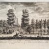 Original etching and engraving/Antique print/originele ets en gravure: Zorgwyk, de Hofstede van den H. Gillis van Hoven ziende door den Middelwegh naer de Stadt/Zorgwyk, Maison de plaisance de Mr. Gillis van Hoven du grand chemin vers la Ville.
