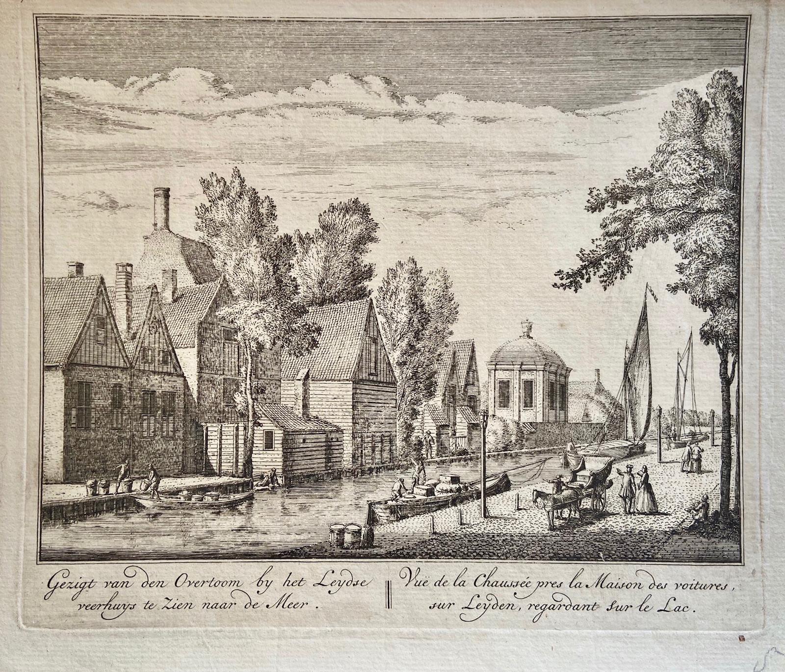 Rademaker, Abraham (1667-1735) - Original etching and engraving/Antique Pint/Ets en gravure: Gezigt van den Overtoom, 1730.