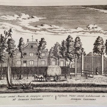 Original etching and engraving/Antique print/originele ets en gravure: Wester-amstel Maison de Campagne aprten a Mr Andries Leenders/Hofsteede Wester-amstel, toebehoorende den Heer Andries Leenders.