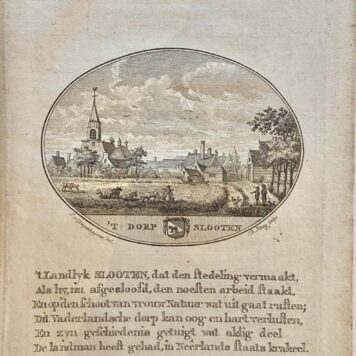 Original copperengraving/Antique print/Originele kopergravure: 't Dorp Slooten. From the De Nederlandsche Stad en Dorp Beschrijver (1793 - 1801).