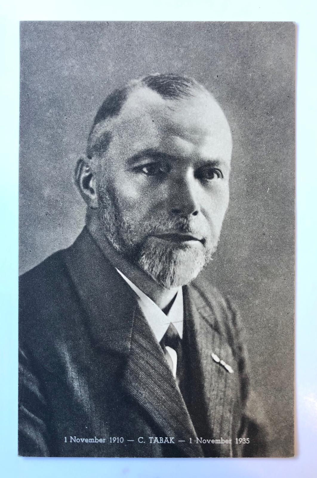  - [POSTCARD, 1935, TABAK, NED. JONGELINGS VERBOND] Prentbriefkaart met fotoportret van C. Tabak, jubilaris 1910-1935 bij het Ned. Jongelingsverbond, 1935.