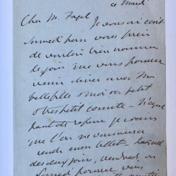 [Manuscript, Letter, 19th century] Briefje van H. Brougham, aan de heer Fagel te Parijs, 19e- eeuws, manuscript, 2 pag.