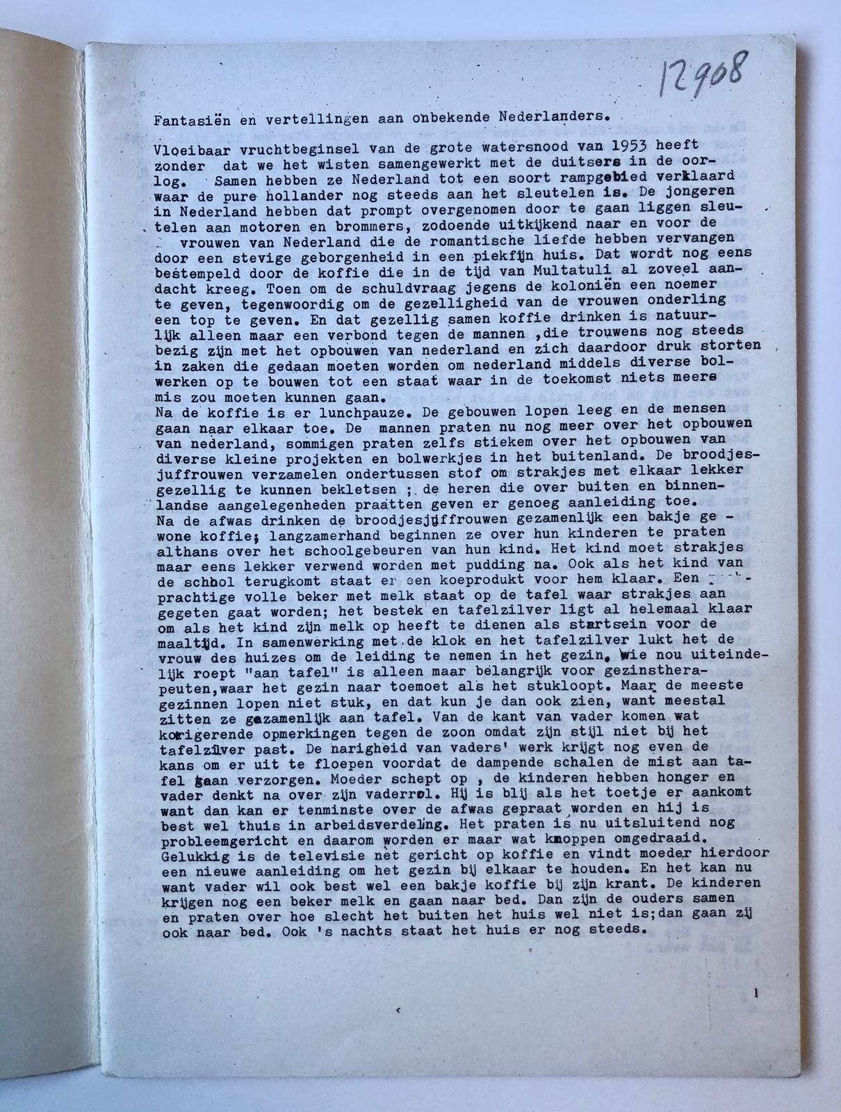 [Printed publication, Literature, 1960?] ‘fantasiën en vertellingen aan onbekende Nederlanders’, gestencild boekje door Kees van Gerwen, 8°, 43 pag., [ca. 1960?].