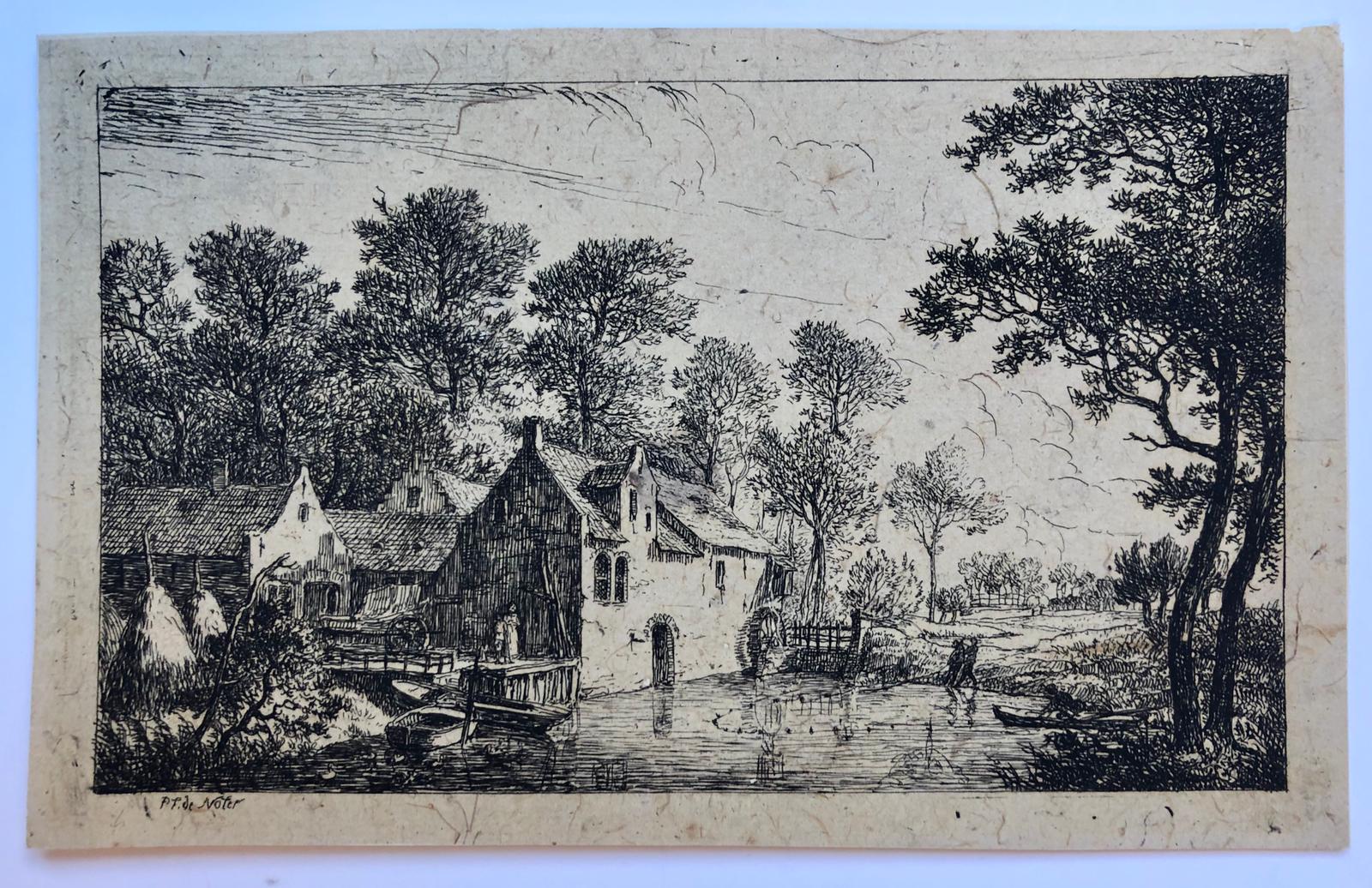 [Antique print, etching, ets] Landscape with watermill (Landschap met watermolen).
