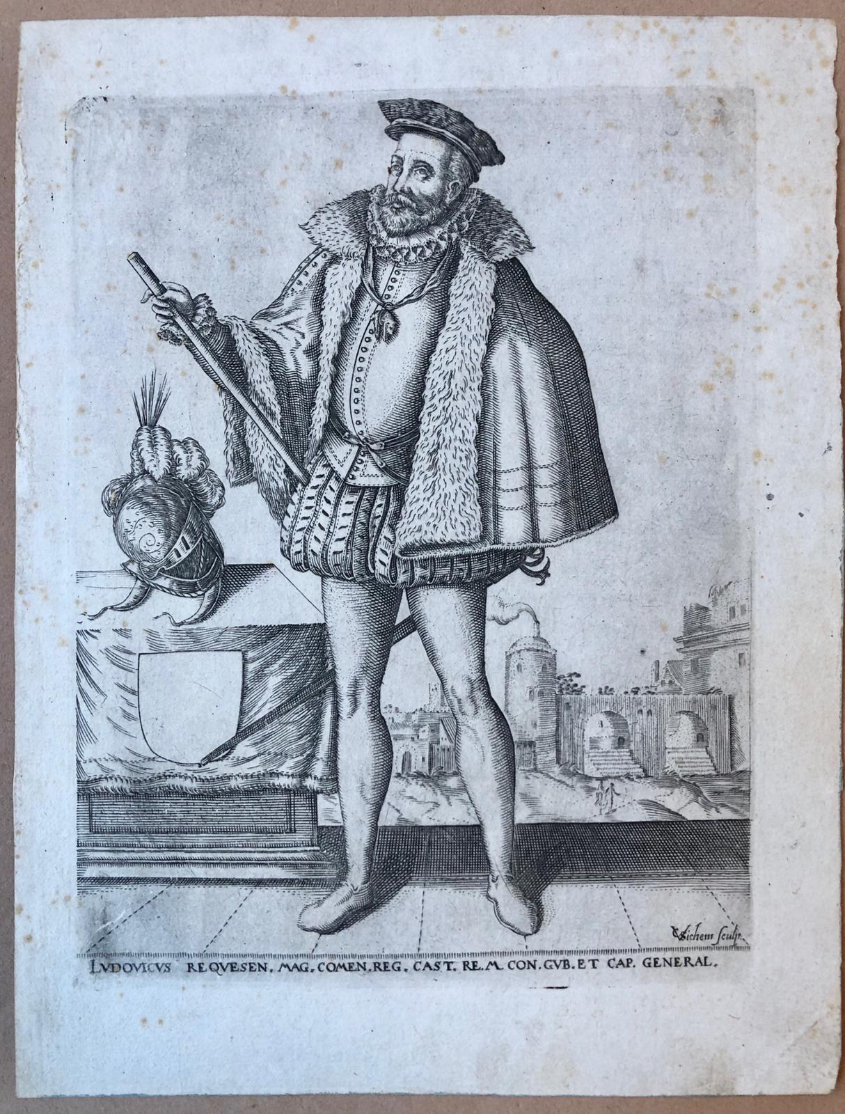 [Antique print, engraving, gravure] Portrait of Luis de Requesens.
