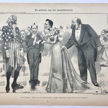 [Original lithograph/lithografie by Johan Braakensiek] De ambitie van het muurbloempje, 22 Mei 1898, 1 pp.