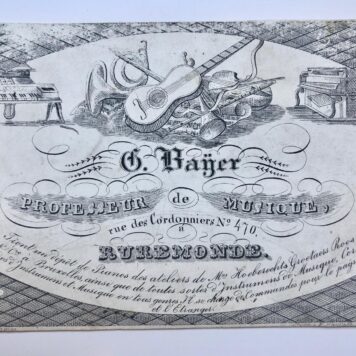 [Business card, Roermond, Porseleinkaartje] Twee porseleinkaartjes (adreskaarten op hoogglanspapier, ca. 1850) van Roermondse bedrijven. Prijs per stuk.