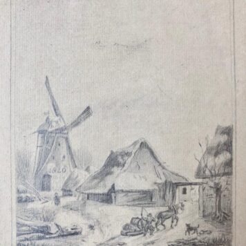 [6 drawings, Ris] Zes tekeningen, potlood etc., waarvan enkele gesigneerd C. Ris en K. Ris, 19e- eeuws.