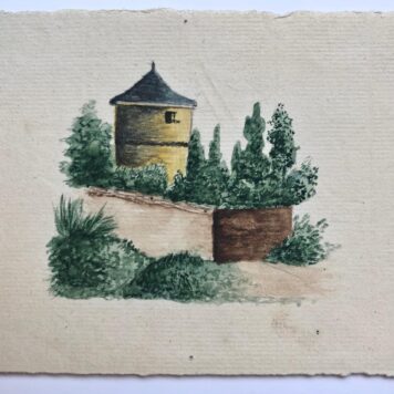 [6 drawings, Ris] Zes tekeningen, potlood etc., waarvan enkele gesigneerd C. Ris en K. Ris, 19e- eeuws.