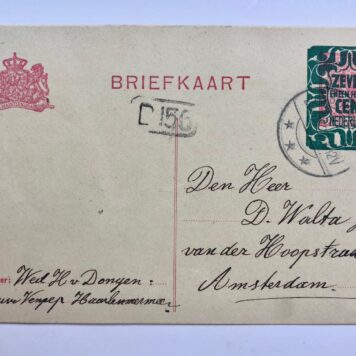 [POSTCARD, DONGEN, VAN, WALTA] Briefkaart van wed. H. van Dongen te Nieuw Vennep aan fam. D. Walta, 1922.
