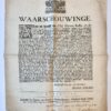 [Pamphlet, 1704, Dordrecht] Waarschouwinge dd. Dordrecht 3-11-1704 van bailliu en mannen van den Hove van Zuid-Holland over het ijken van maten en gewichten. Gedrukt, 1 blad, plano.