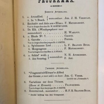 [MUSiC, PRINTED PUBLICATIONS, MUZIEK] Vier programmaboekjes van de Haarlemsche Mannenzangvereniging ‘Crescendo’, directeur: N.H. Andriessen, 1881-1884, gedrukt, elk ca. 20 pag.