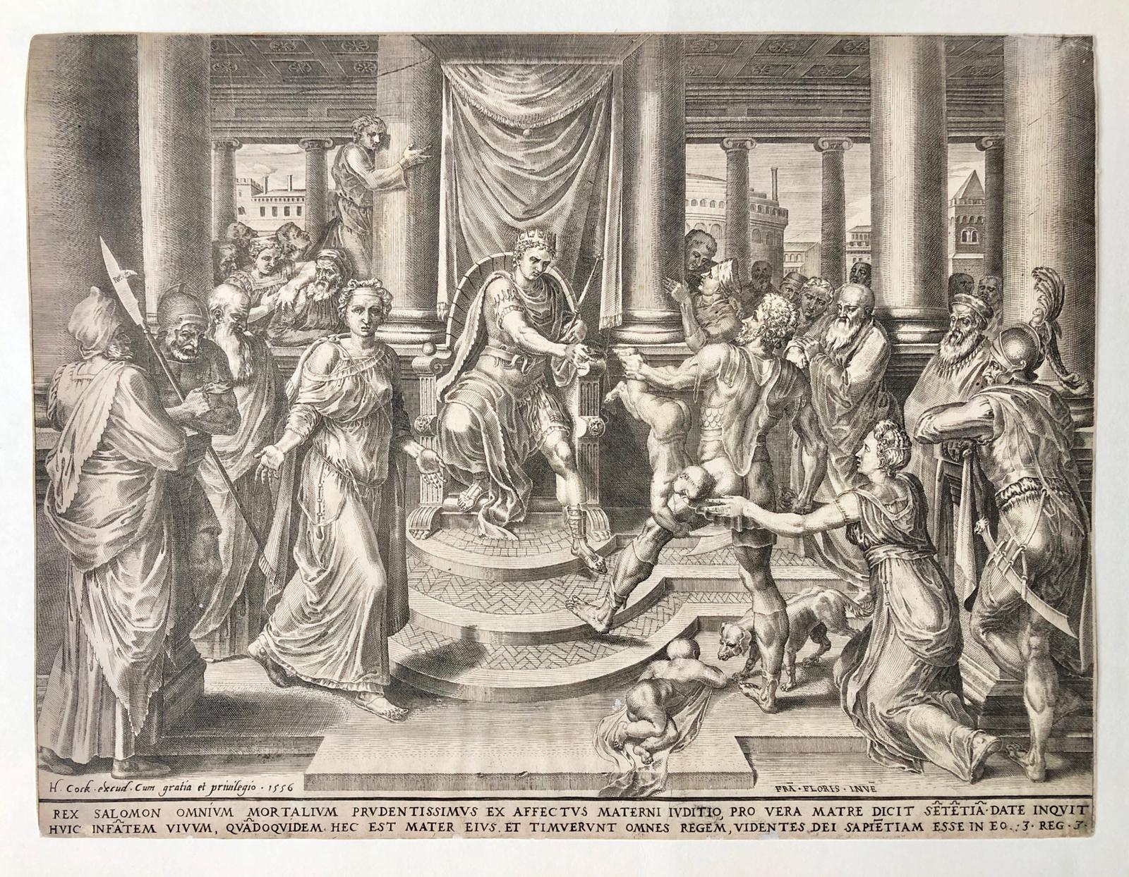 [Antique print, etching and engraving] The Judgment of Solomon, published 1556.