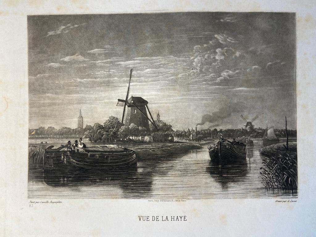 [Lithography, Lithografie, The Hague] Vue de la Haye (De Vliet met zicht op Den Haag, Gravenhage), 1 p, published 19th century.