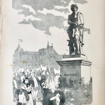 [Original lithograph/lithografie by Johan Braakensiek] Oók een Majesteit gehuldigd, 11 September 1898, 1 pp.