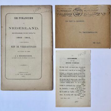 [Printed publications 1845] Een zestal publicaties door of over J.J. Rochussen. Gedrukt, deels extracten uit een grotere publicatie, 1845-1871.