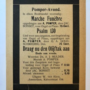 [Music, brochure] Brochure voor een ‘Pomper-avond’, met portret van Albert Pomper, gedrukt, 2 pag.