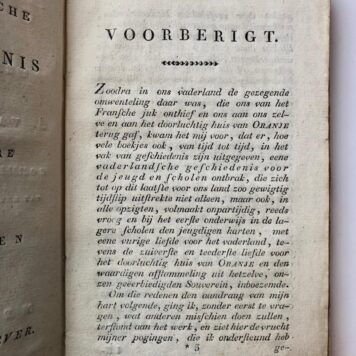 [Dutch history, School price form, 1814] Boekje over vaderlandsche geschiedenis, Zutphen 1814, uitgereikt als schoolprijs aan ‘den jongenheer A. Jongkindt’, dd. Alpen 27-5-1816, getekend J.E. van Horson.
