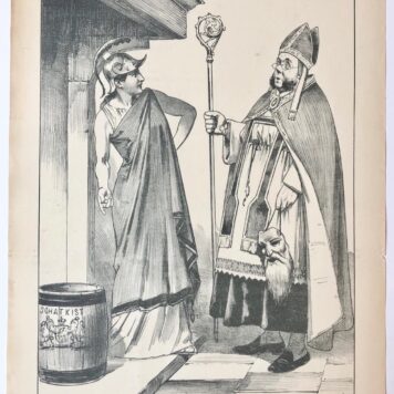 [Original lithograph/lithografie by Johan Braakensiek] Nicolaas in verlegenheid, 4 December 1898, 1 pp.