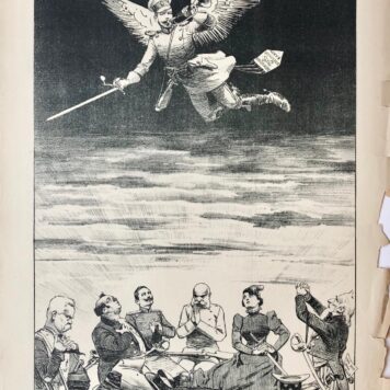 [Original lithograph/lithografie by Johan Braakensiek] De Czaar als Vrede-engel in 1898, 25 December 1898, 1 pp.