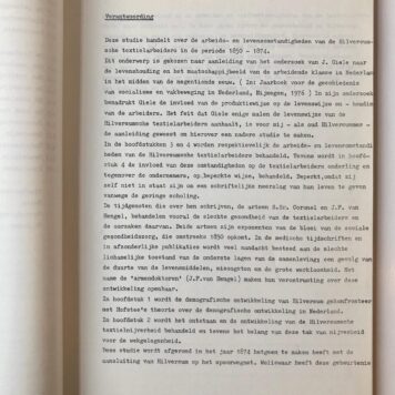 HILVERSUM, VAN GESTEL -- De Hilversumse textielarbeiders 1850-1874, arbeids- en leefomstandigheden. Doctoraal scriptie door Johan van Gestel, A.dam V.U. 1980, ca. 90 pag., getypt.