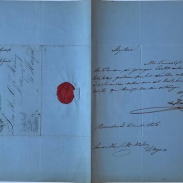 [Manuscript The Hague, 1856] Brief van Willem van Houten, d.d. Rotterdam 1856, aan C.W. Mieling, lithograaf te 's-Gravenhage, manuscript, 1 pag.