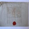 [Manuscript with seal 1793, BREDA] Brief van de advocaat J. van Brakel, d.d. Breda 13-6-1793 aan B. baron van den Borch, drossaard van Breda, logerend te 's-Gravenhage. 4°, 4 pag., manuscript, met lakzegel.