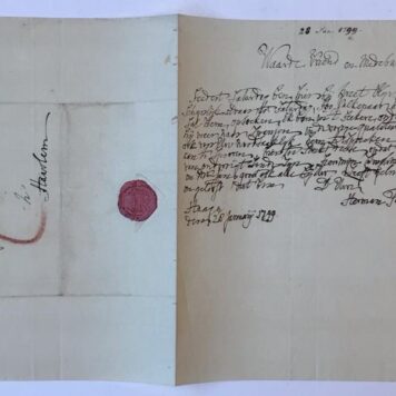[Manuscript 1799] Brief van Herman Forsten, d.d. 's-Gravenhage 1799, aan Ad. J. Heshuysen te Haarlem. Manuscript, 4°, 1 pag.