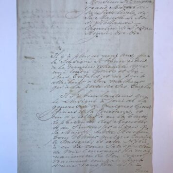 [Manuscript 1807] Brief van W.S.P.(?) de Mikker, d.d. 's-Gravenhage 2-10-1807 aan de grootmeester van Lodewijk Napoleon, De Senegra. Manuscript, folio, 3 pag.