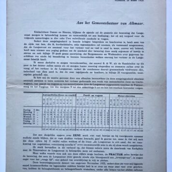 [Printed letter 1925] Brief van Cohen Stuart, dd. Alkmaar 25-3-1925 aan Gemeentebestuur van Alkmaar. Gedrukt, 4°, 3 pag.