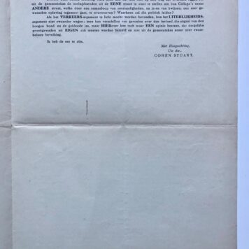 [Printed letter 1925] Brief van Cohen Stuart, dd. Alkmaar 25-3-1925 aan Gemeentebestuur van Alkmaar. Gedrukt, 4°, 3 pag.
