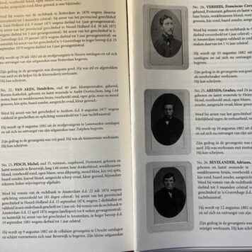 [Criminality 2008, three linnen volumes] Geheim register van ontslagen gevangenen, jrg. 1 (1882) t/m 5 (1886). Heruitgave z.p. en z.j. [ca 2008], ca 300 pp in three linnen volumes.